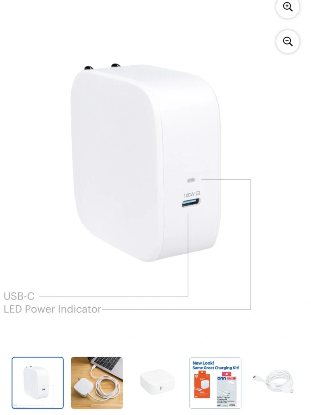 onn Surf USB-C 100W Laptop Charging Kit - White